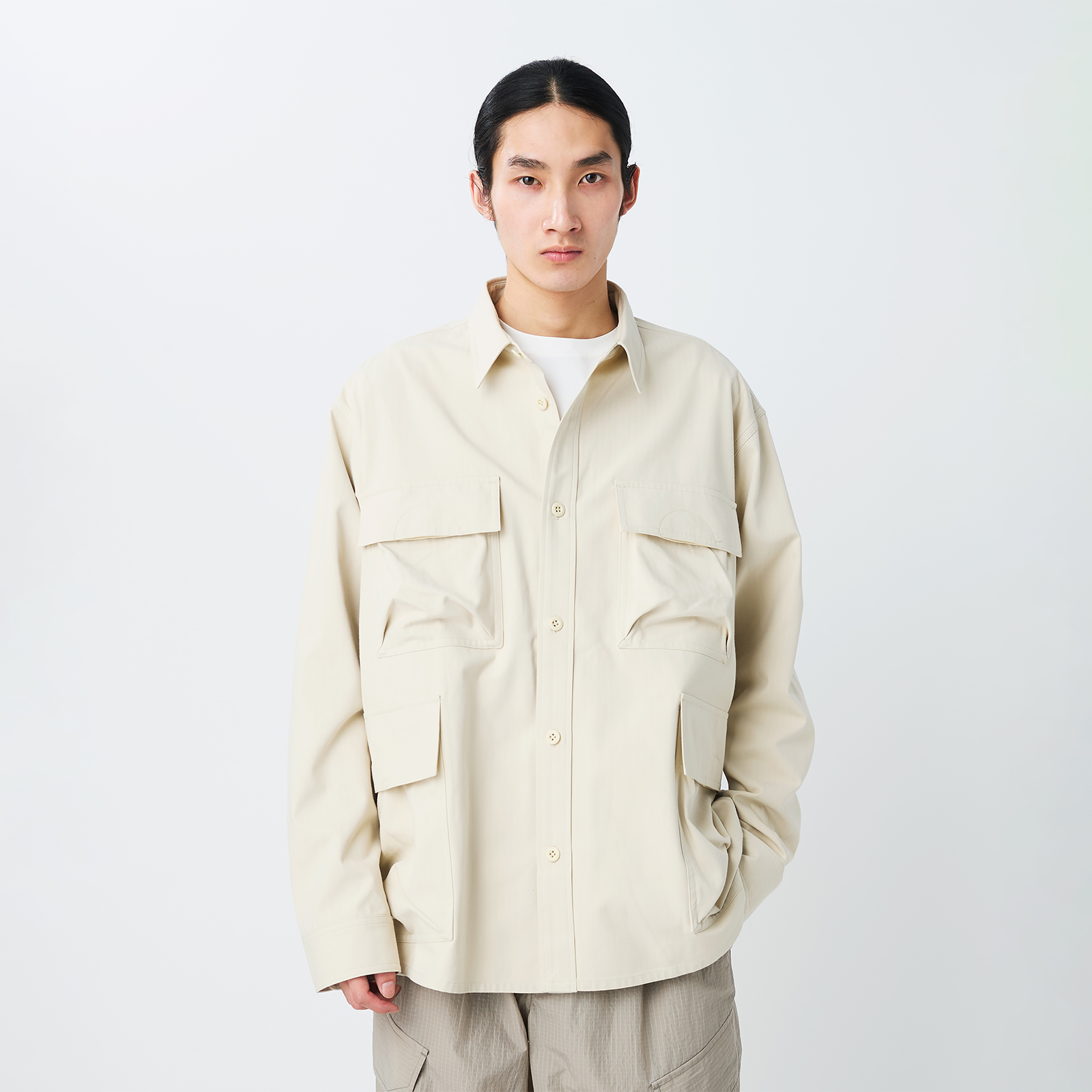 TAKIBI Herringbone Shirt Jacket